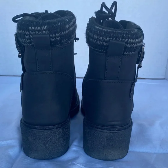 Pop Women's Black Side Zip Combat Boots - Picture 6 of 12